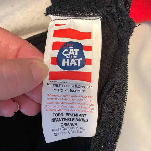 Rubies toddler DR SEUSS cat in the hat costume unisex 3-5 fleece one piece - Picture 4 of 11